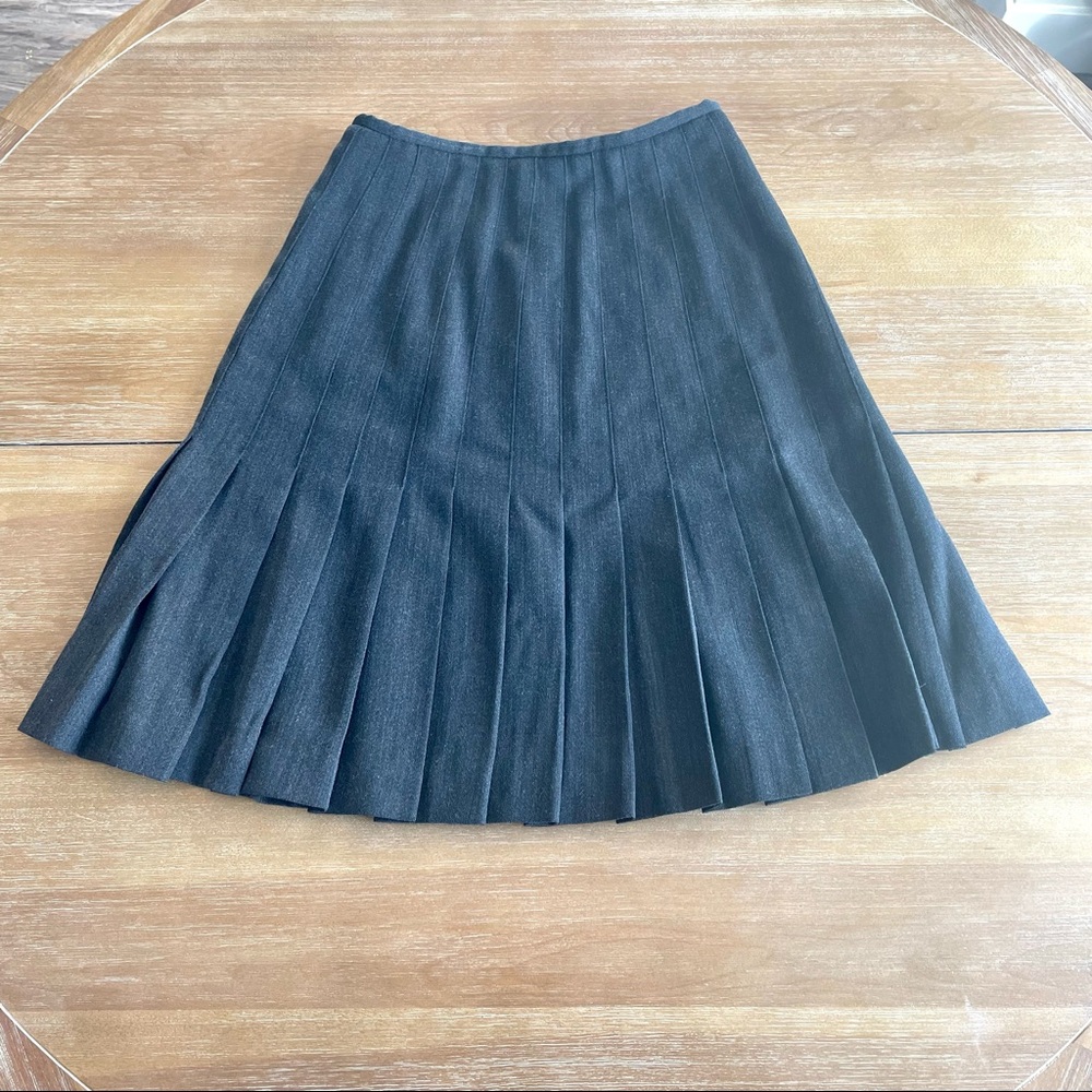 100% Pure Wool Vintage Gray Dark Academia Pleated School Uniform Skirt Size 8